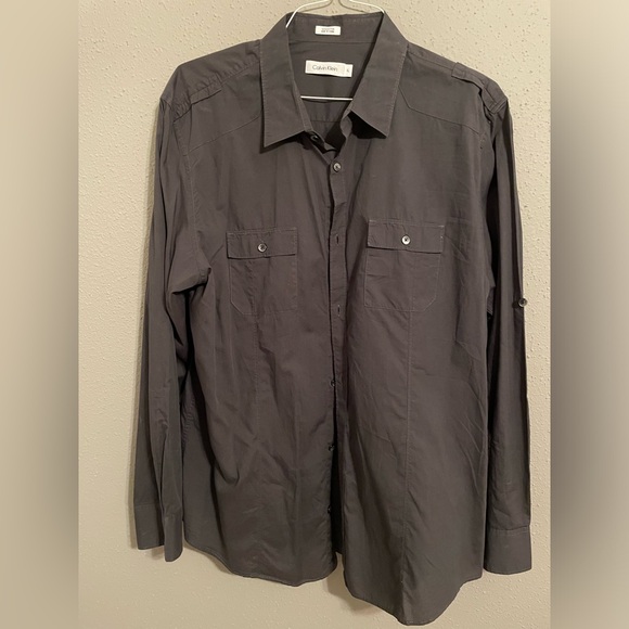 Mens Calvin Klein XL Button up Dress shirt. Dark Grey. - Picture 1 of 4